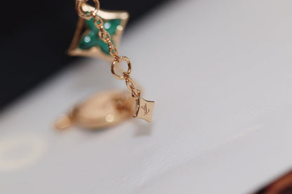 [Polaidi Jewelry]STAR AND SUN 4 MOTIF PINK GOLD MALACHITE BRACELET