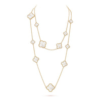 [Polaidi Jewelry ]CLOVER 16 MOTIF WHITE MOP GOLD NECKLACE