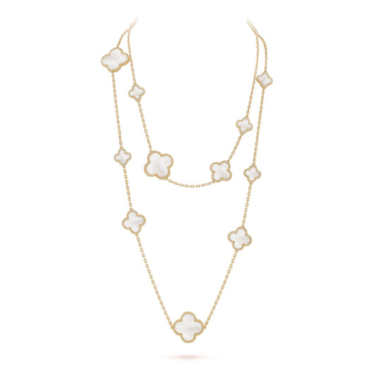 [Polaidi Jewelry]CLOVER 16 MOTIF WHITE MOP GOLD NECKLACE