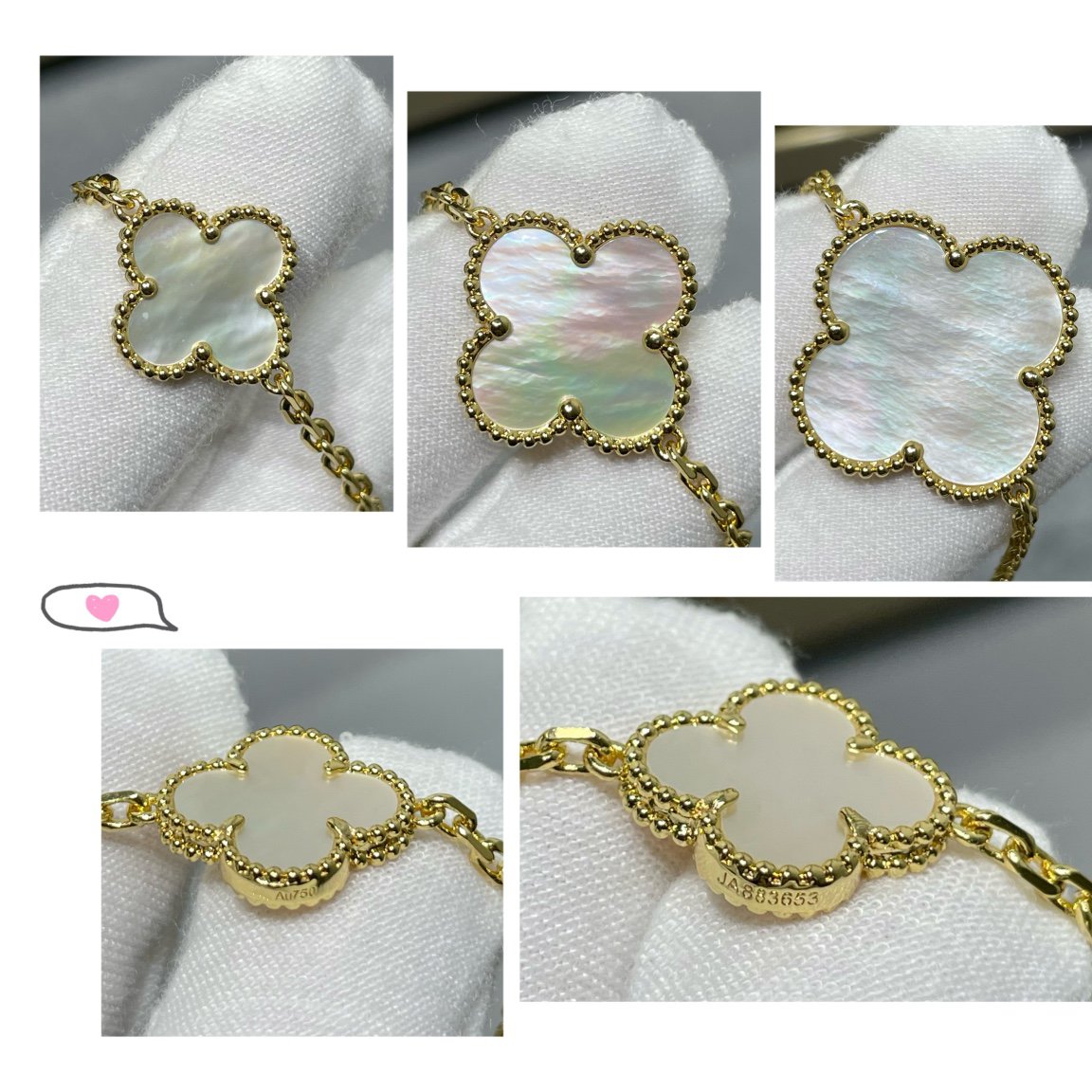 [Polaidi Jewelry]CLOVER 16 MOTIF WHITE MOP GOLD NECKLACE