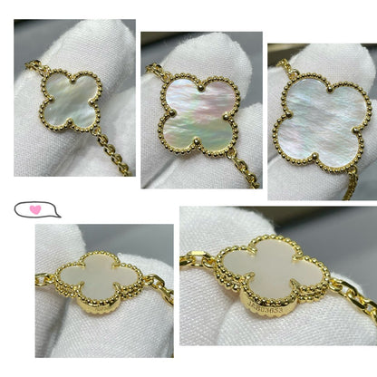 [Polaidi Jewelry]CLOVER 16 MOTIF WHITE MOP GOLD NECKLACE