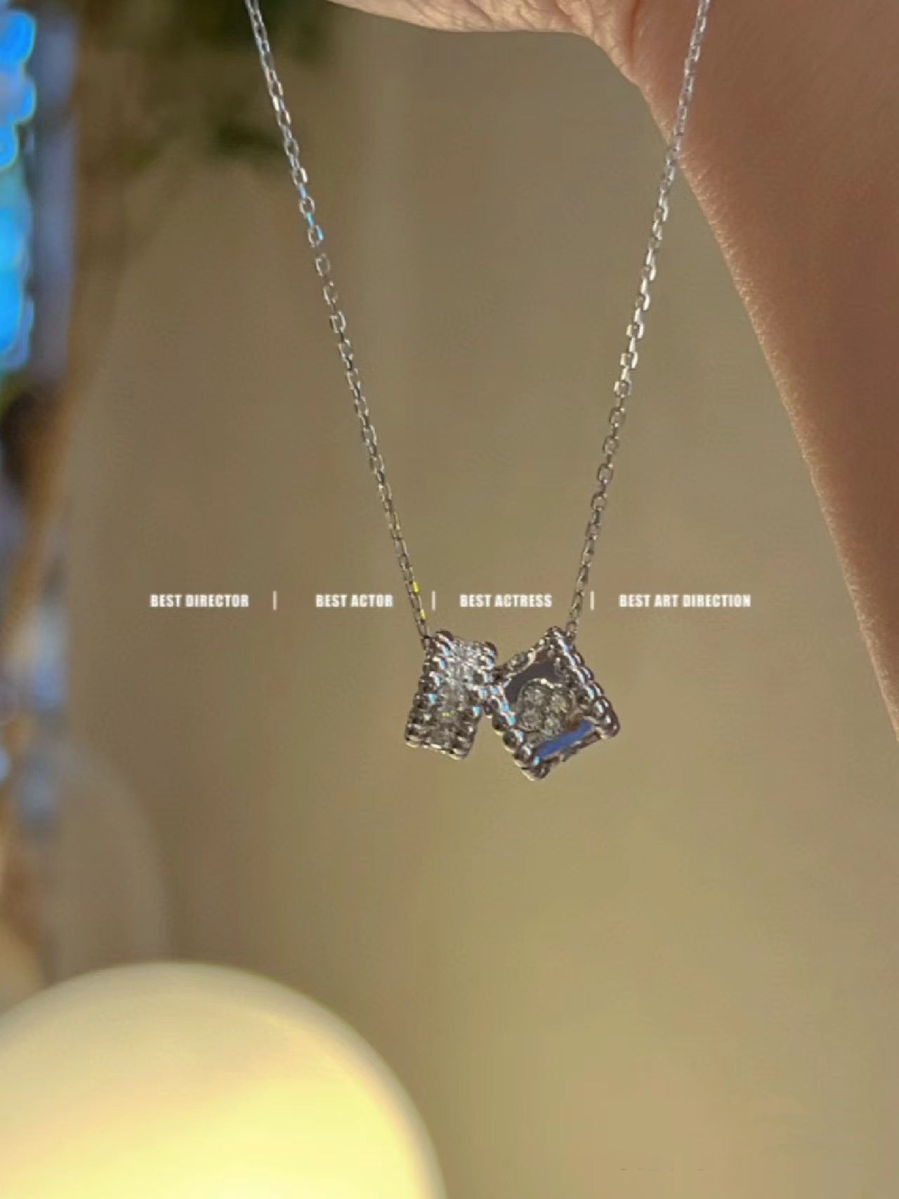 [：Polaidi Jewelry]PERLEE DOUBLE PENDANT SILVER DIAMOND NECKLACE