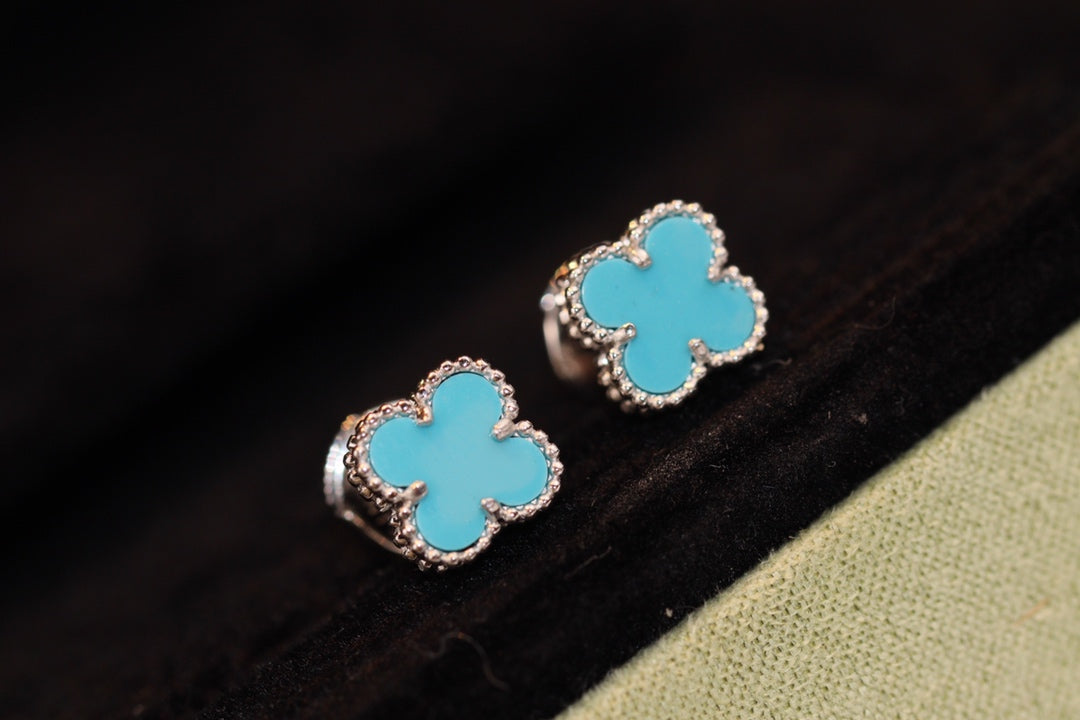 [Polaidi Jewelry]CLOVER MINI TURQUOISE SILVER STUD EARRINGS