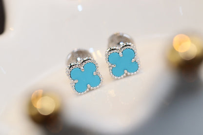 [Polaidi Jewelry]CLOVER MINI TURQUOISE SILVER STUD EARRINGS