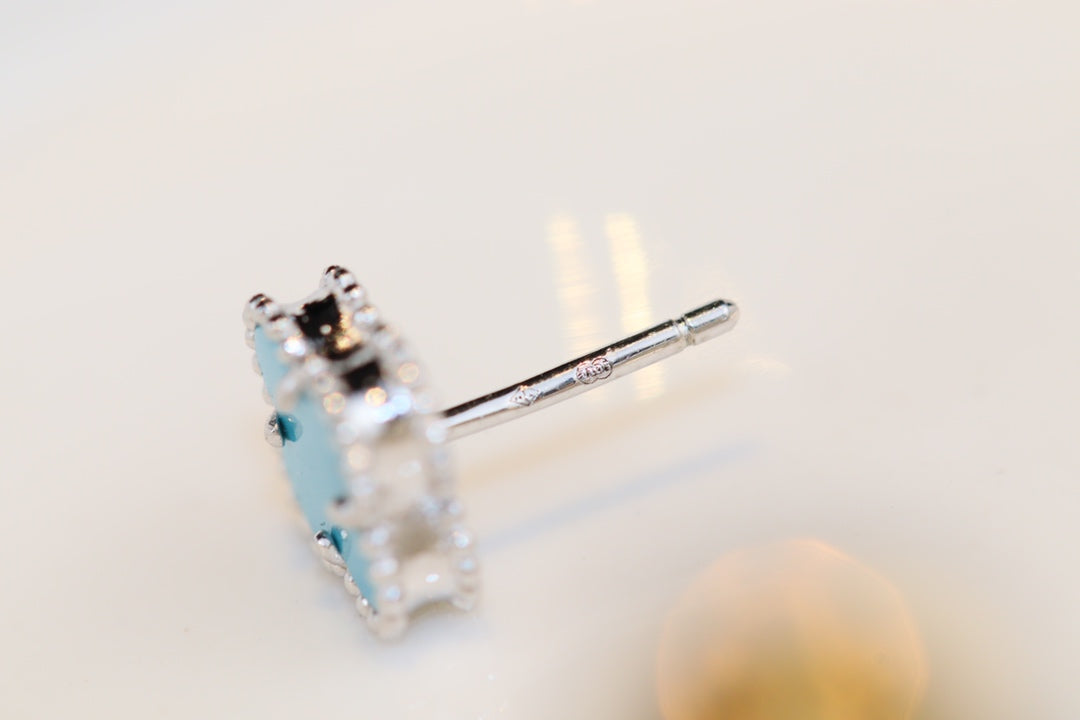 [Polaidi Jewelry]CLOVER MINI TURQUOISE SILVER STUD EARRINGS