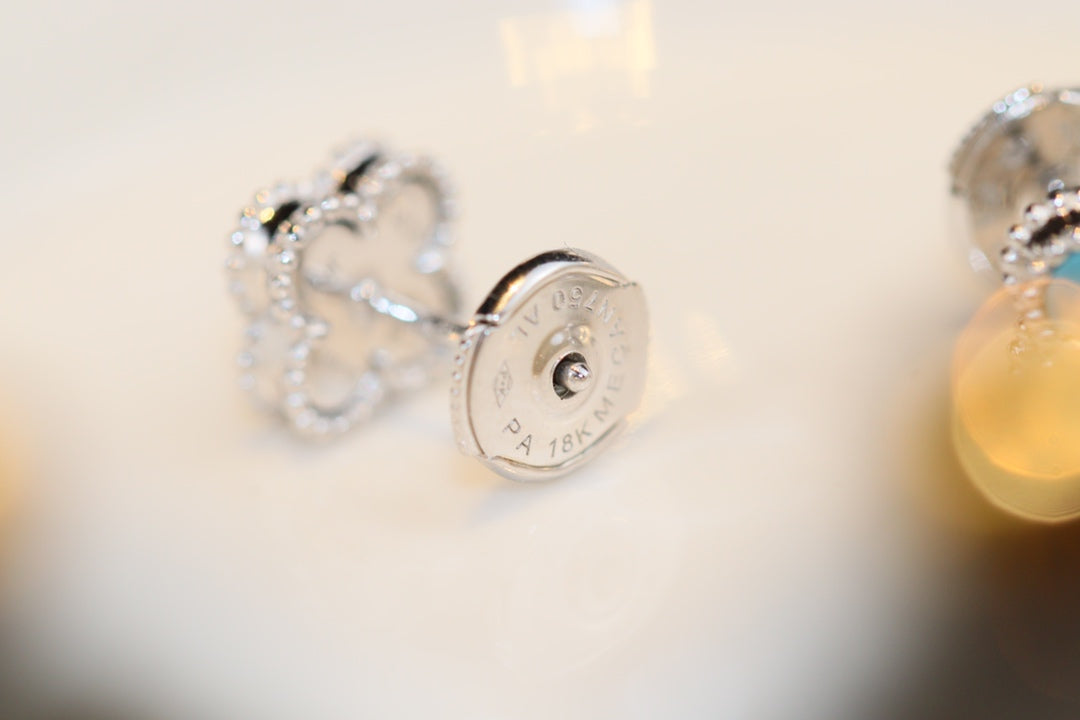 [Polaidi Jewelry]CLOVER MINI TURQUOISE SILVER STUD EARRINGS