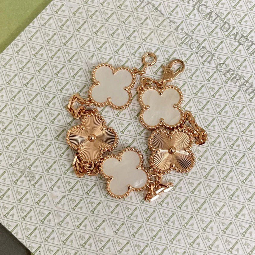 [Polaidi Jewelry]CLOVER WHITE PEARL MOP 5 MOTIF BRACELET COLLECTION