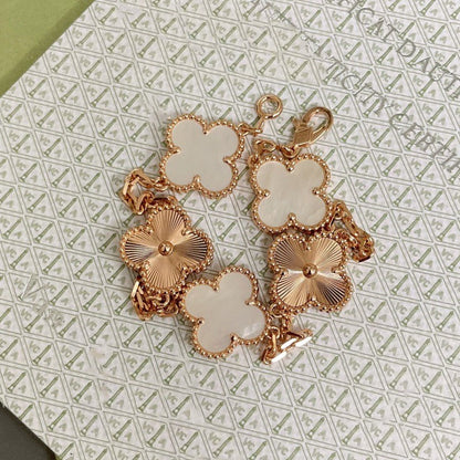 [：Polaidi Jewelry]CLOVER BRACELET 5 MOTIF WHITE MOP PINK GOLD