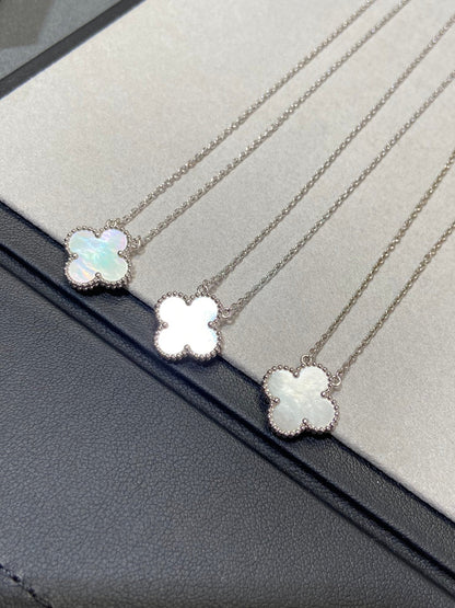 [Polaidi Jewelry]CLOVER MEDIUM SILVER WHITE MOP NECKLACE