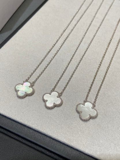 [Polaidi Jewelry]CLOVER MEDIUM SILVER WHITE MOP NECKLACE