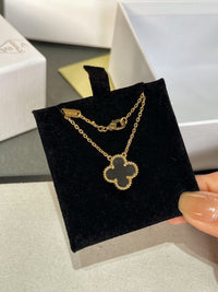 [Polaidi Jewelry ]CLOVER ROCK CRYSTAL ROSE GOLD NECKLACE