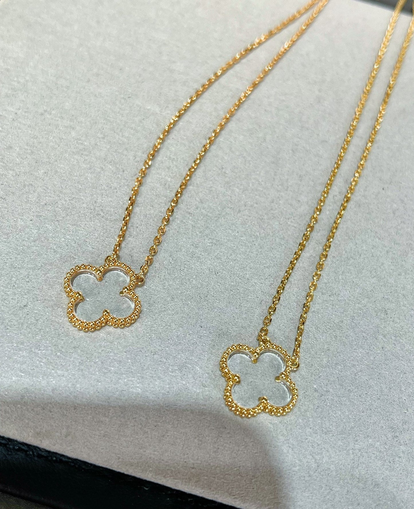 [Polaidi Jewelry]CLOVER ROCK CRYSTAL ROSE GOLD NECKLACE