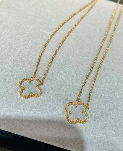 [Polaidi Jewelry]CLOVER ROCK CRYSTAL ROSE GOLD NECKLACE