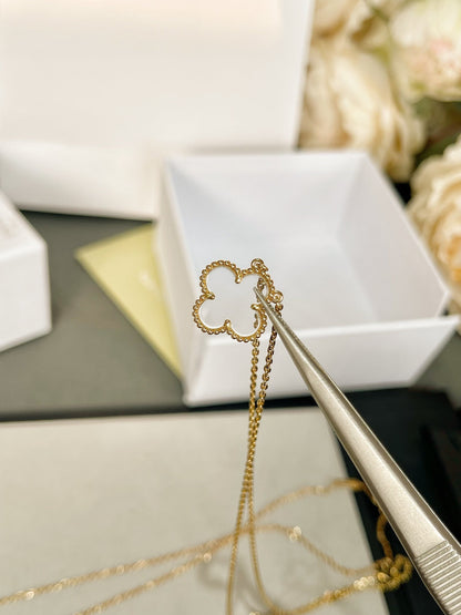 [：Polaidi Jewelry]CLOVER ROCK CRYSTAL ROSE GOLD NECKLACE