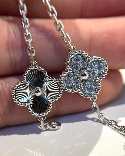 [：Polaidi Jewelry]CLOVER 5 MOTIF SILVER DIAMOND BRACELET