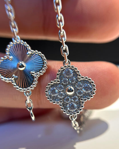 [：Polaidi Jewelry]CLOVER 5 MOTIF SILVER DIAMOND BRACELET