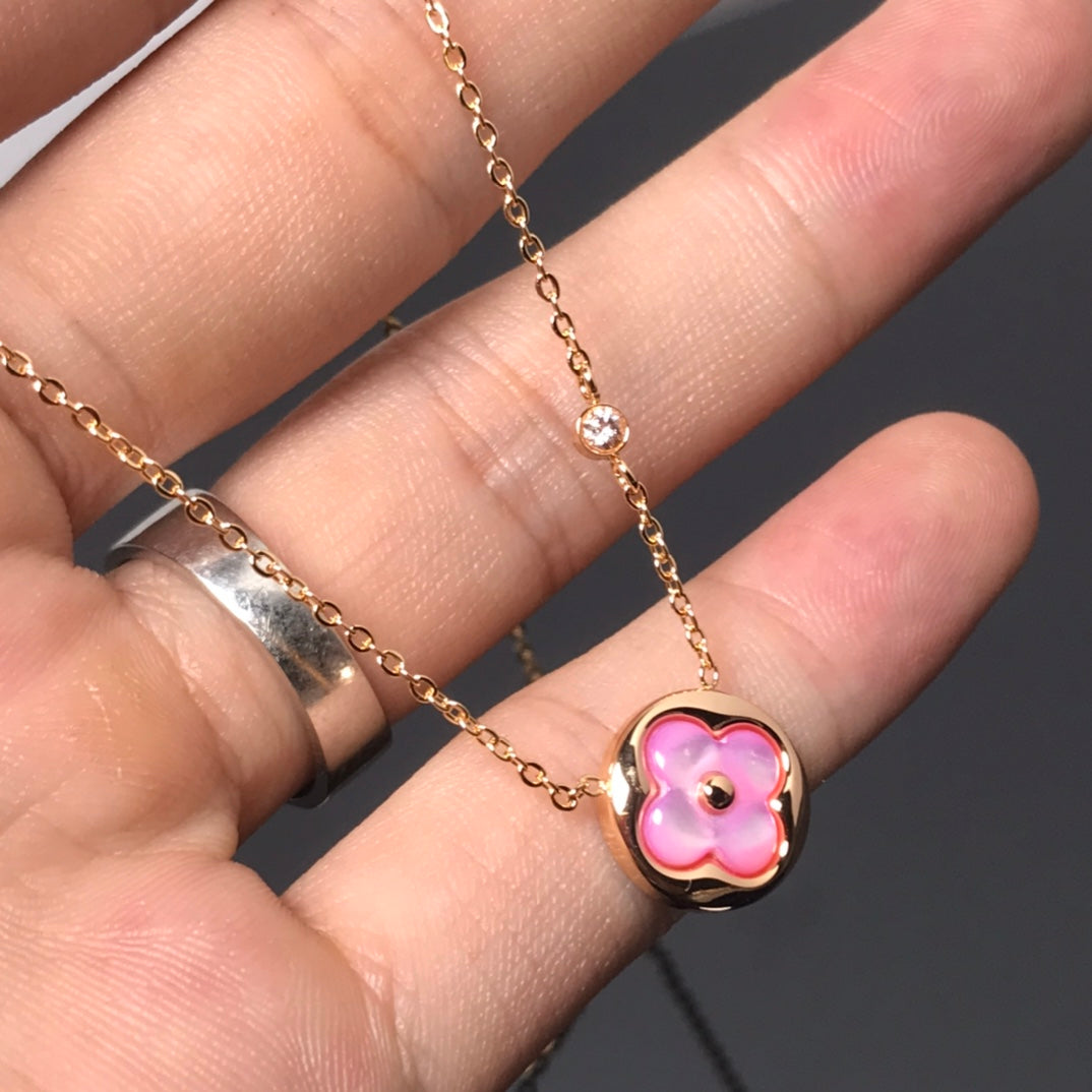 [Polaidi Jewelry]COLOR BLOSSOM PINK MOP SUN GOLD NECKLACE