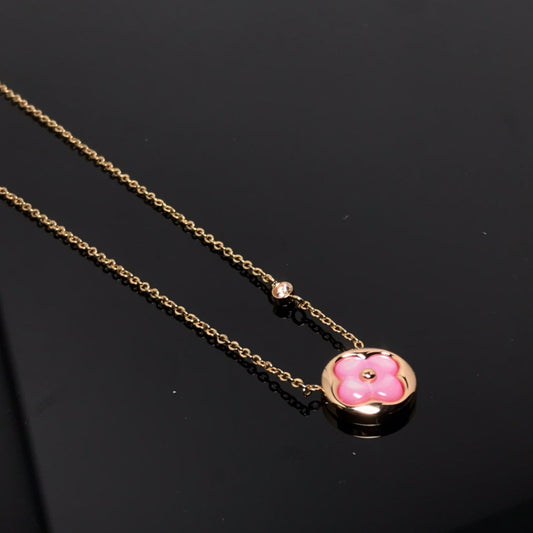 [Polaidi Jewelry]COLOR BLOSSOM PINK MOP SUN GOLD NECKLACE