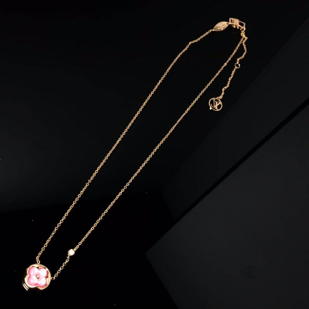 [：Polaidi Jewelry]COLOR BLOSSOM PINK MOP SUN GOLD NECKLACE