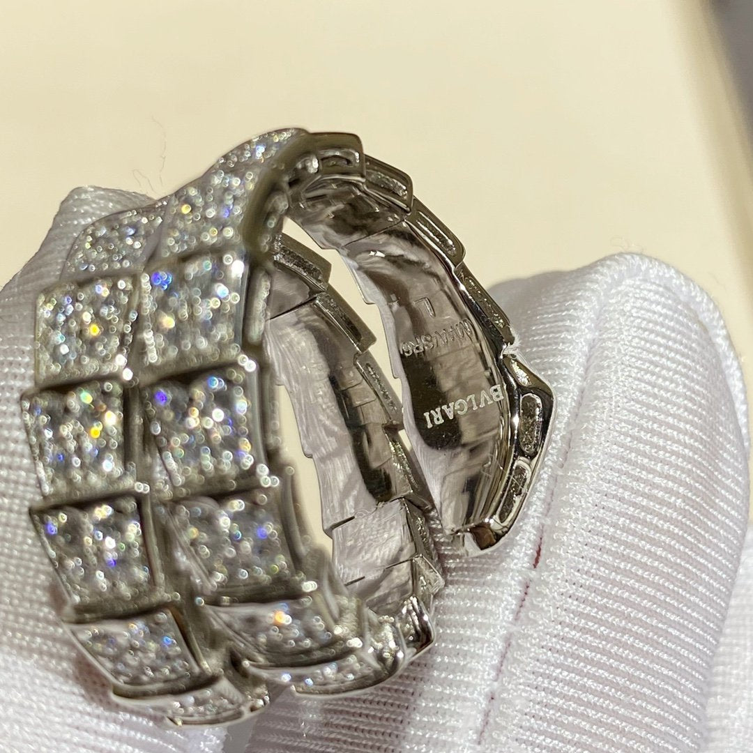 [Polaidi Jewelry]SERPENTI DOUBLE RING SILVER DIAMOND PAVED