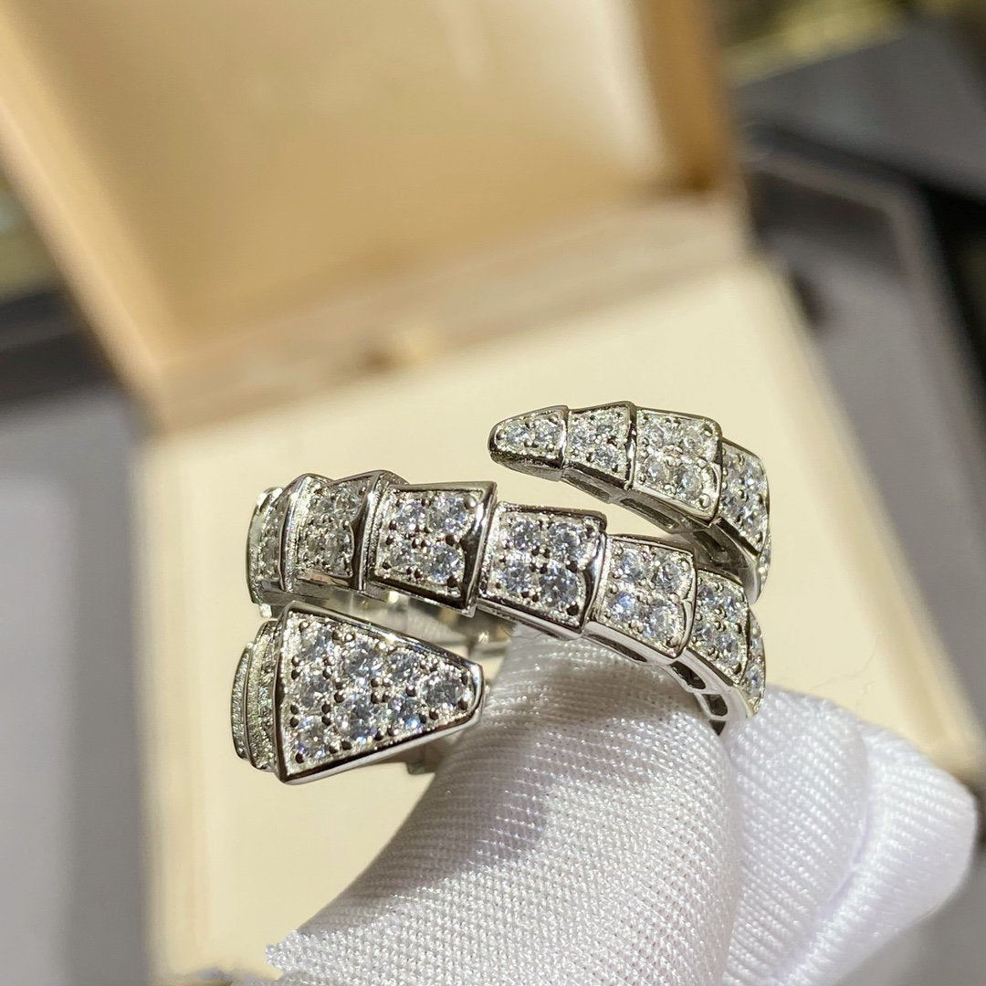 [Polaidi Jewelry]SERPENTI DOUBLE RING SILVER DIAMOND PAVED