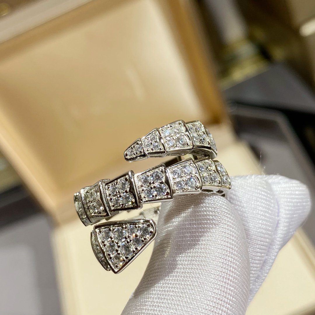 [Polaidi Jewelry]SERPENTI DOUBLE RING SILVER DIAMOND PAVED