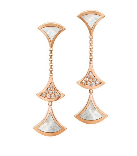 [Polaidi Jewelry]DREAM EARRINGS 3 MOTIFS DIAMOND MOP PINK GOLD