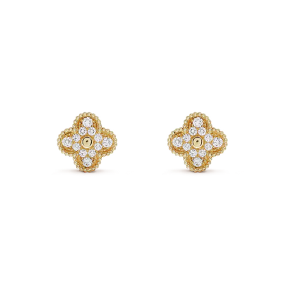[Polaidi Jewelry]CLOVER MEDIUM 1 MOTIFS FUll DIAMOND EARRINGS