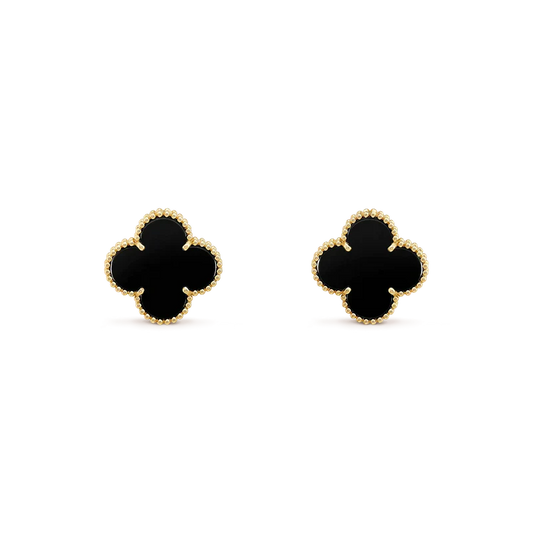 [：Polaidi Jewelry]CLOVER MEDIUM 1 MOTIFS  ONYX STUD EARRINGS