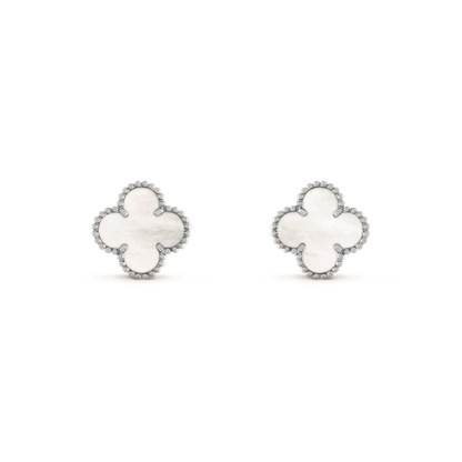 [Polaidi Jewelry]CLOVER MEDIUM 1 MOTIFS  WHITE MOP EARRINGS SILVER