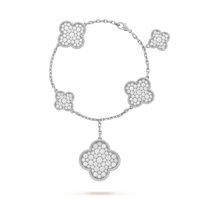 [Polaidi Jewelry ]CLOVER 6 MOTIFS SILVER DIAMOND BRACELET