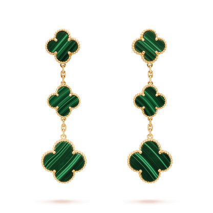 [Polaidi Jewelry]CLOVER MALACHITE 3 MOTIFS GOLD