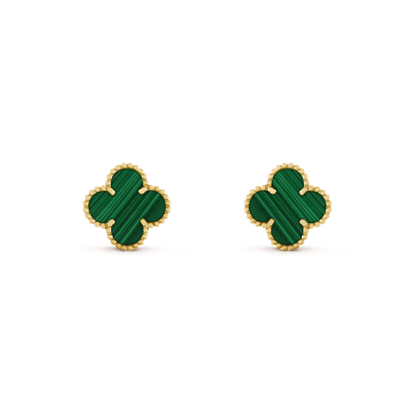 [：Polaidi Jewelry]CLOVER MEDIUM 1 MOTIFS MALACHITE  EARRINGS