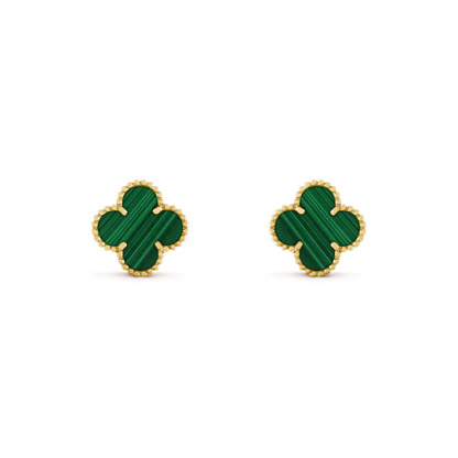 [Polaidi Jewelry]CLOVER MEDIUM 1 MOTIFS MALACHITE  EARRINGS
