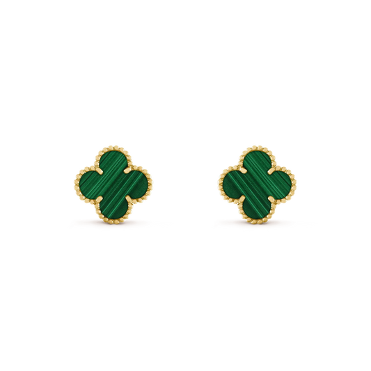 [Polaidi Jewelry]CLOVER MEDIUM 1 MOTIFS MALACHITE  EARRINGS