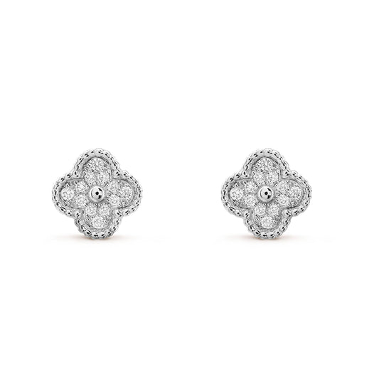 [：Polaidi Jewelry]CLOVER MINI DIAMOND STUD EARRINGS
