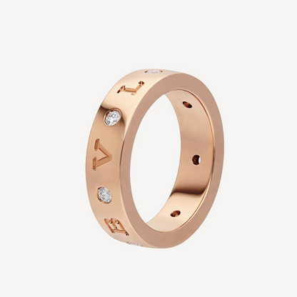 [Polaidi Jewelry]ZERO 1 ESSENTIAL PINK GOLD BAND WITH DIAMONDS RING