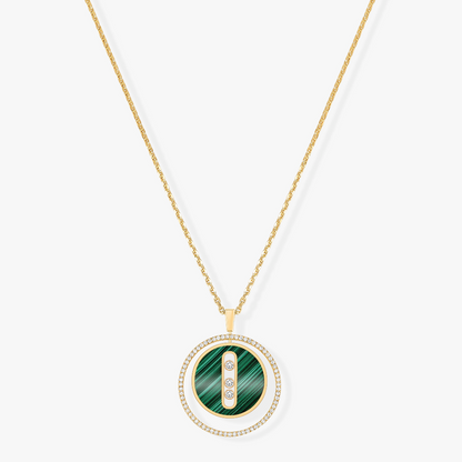 [Polaidi Jewelry]LUCKY MOVE 3 DIAMOND MALACHITE GOLD DIAMOND NECKLACE