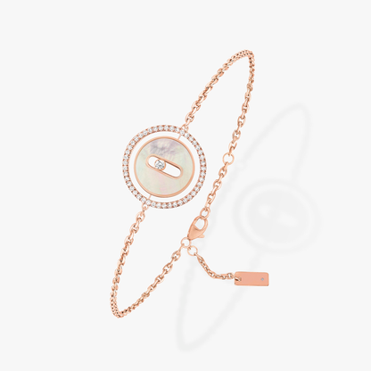 [Polaidi Jewelry]LUCKY MOVE WHITE MOTHER OF PEARL PINK GOLD DIAMOND BRACELET
