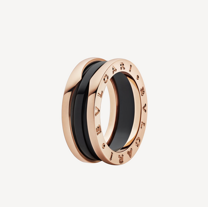[Polaidi Jewelry]ZERO 1 TWO-BAND LOOPS AND BLACK CERAMIC PINK GOLD RING