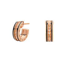 [Polaidi Jewelry ]ZERO 1 ROCK PINK GOLD EARRINGS WITH STUDDED SPIRAL AND BLACK CERAMIC