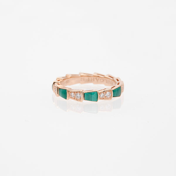 [Polaidi Jewelry]SERPENTI RING PINK GOLD MALACHITE DIAMOND 3MM