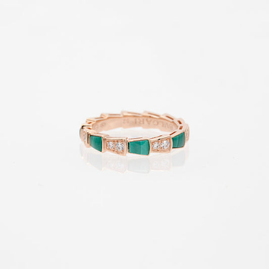 [Polaidi Jewelry]SERPENTI RING PINK GOLD MALACHITE DIAMOND 3MM