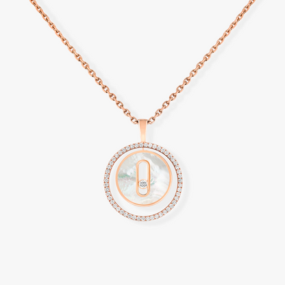 [Polaidi Jewelry]LUCKY MOVE 1 DIAMOND WHITE MOTHER OF PEARL PINK GOLD DIAMOND NECKLACE