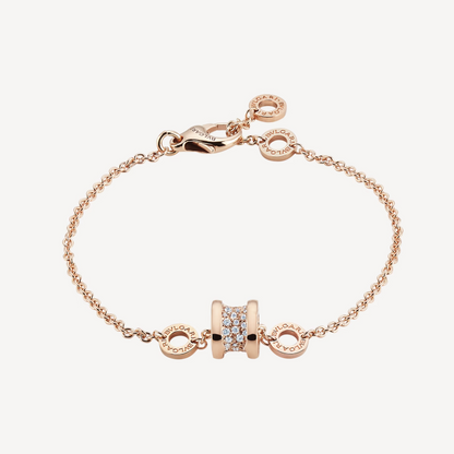 [Polaidi Jewelry]ZERO 1 SOFT PINK GOLD WITH PAVED DIAMONDS ON THE SPIRAL BRACELET