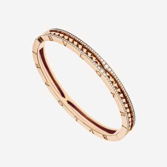 [Polaidi Jewelry]ZERO 1 SPIRAL AND PAVED DIAMOND PINK GOLD BRACELET