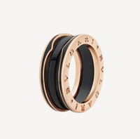 [Polaidi Jewelry ]ZERO 1 TWO-BAND WITH MATTE BLACK CERAMIC PINK GOLD RING