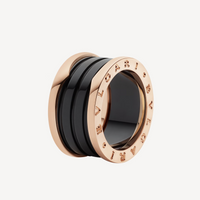 [Polaidi Jewelry ]ZERO 1 FOUR-BAND LOOPS AND BLACK CERAMIC SPIRAL PINK GOLD RING