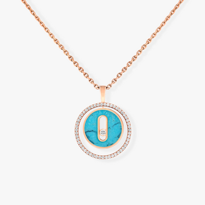 [Polaidi Jewelry]LUCKY MOVE 1 DIAMOND TURQUOISE PINK GOLD DIAMOND NECKLACE