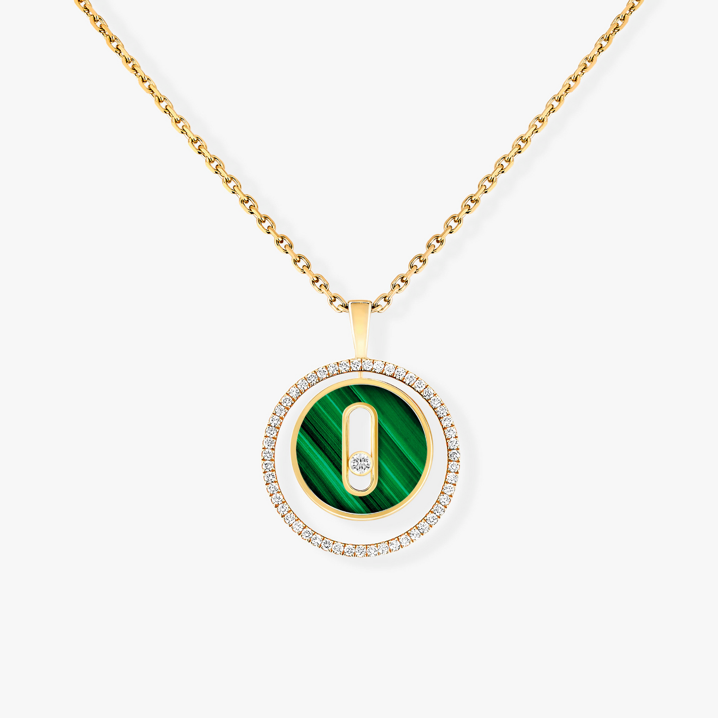 [Polaidi Jewelry]LUCKY MOVE 1 DIAMOND MALACHITE GOLD DIAMOND NECKLACE